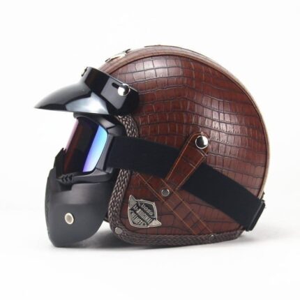 Vintage Motorcycle Helmets with Various Designs